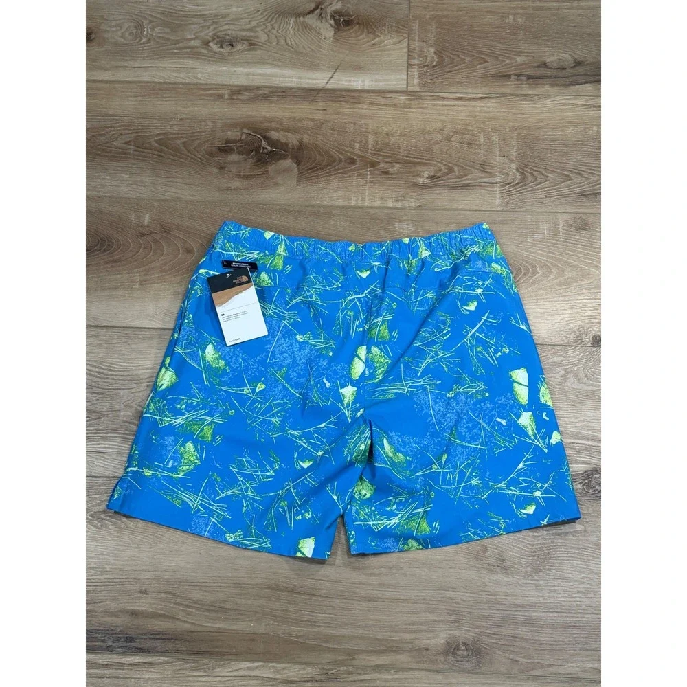 North Face Mens Wander Swim Short Blue Leaf Print Tropical NF0A535Q Large NWT